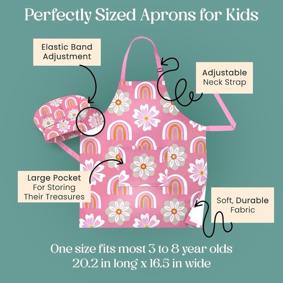 Vita Elegante Kids Baking and Craft Apron Set with Hat - Picture 2 of 4